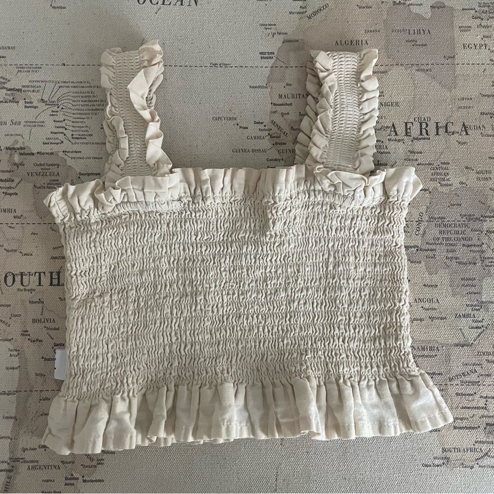 MOLO Rolfia Smocked Top Size 134 -140 9/10 Summer Sand - Picture 6 of 9